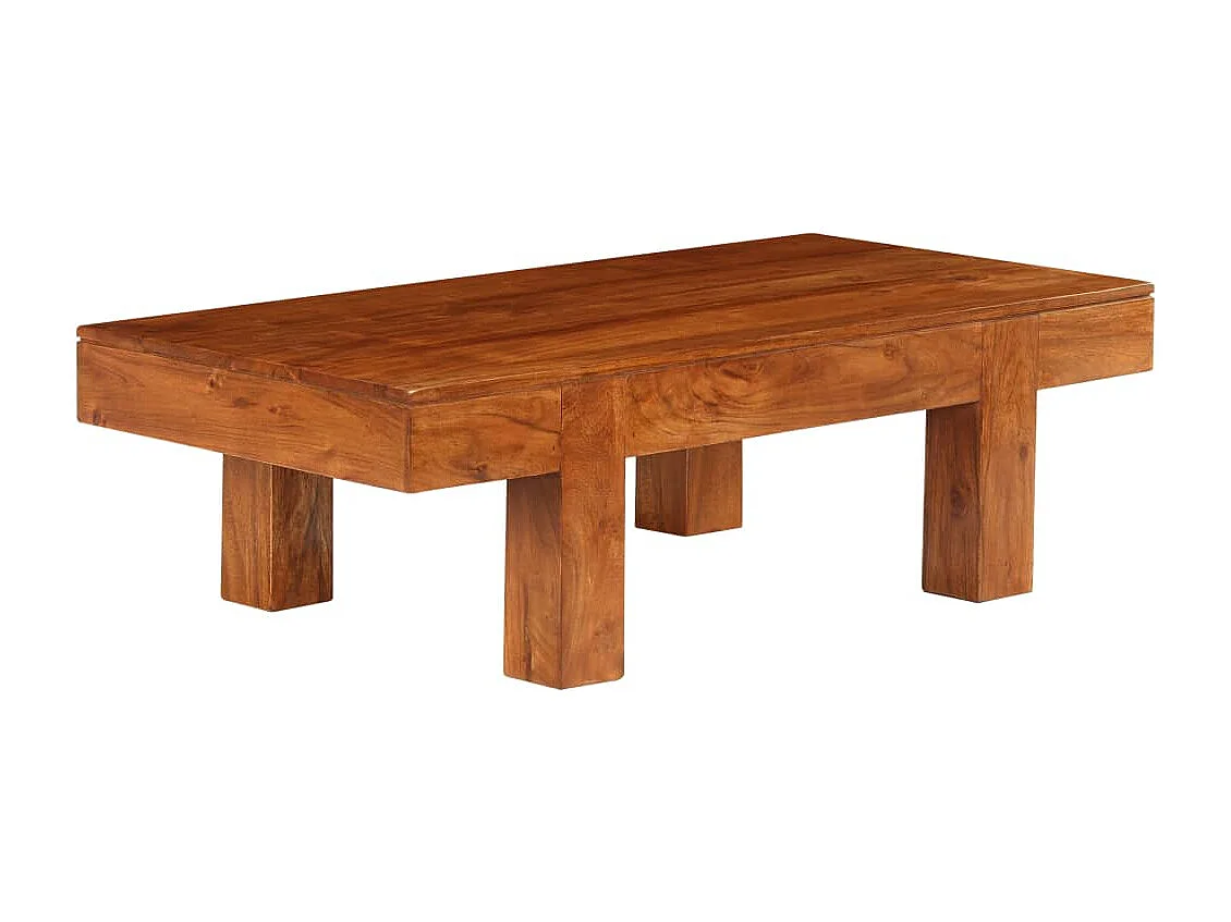 Mesa de centro madera maciza acacia acabado miel 100x50x30 cm