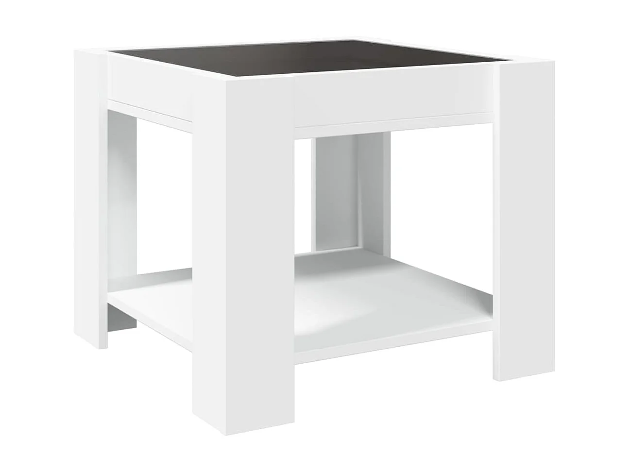 Table basse avec LED blanc 53x53x45 cm bois d'ingénierie