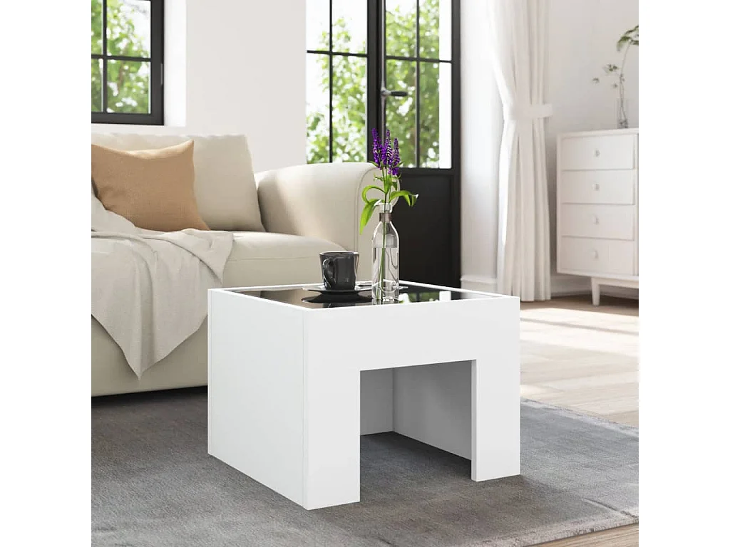 Table basse avec LED infini blanc 40x40x30 cm