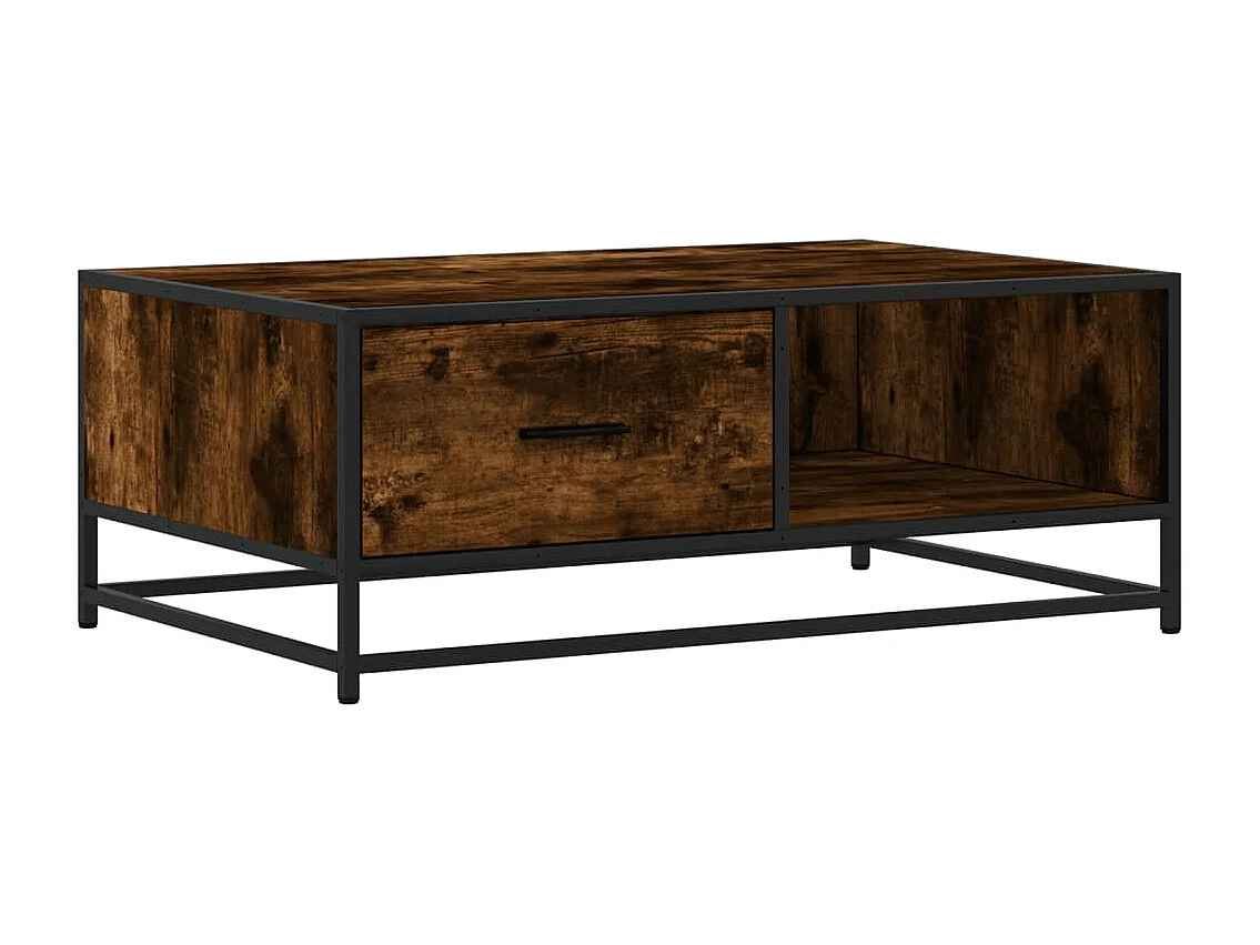 Table basse chêne fumé 90x57x35 cm bois d'ingénierie et métal