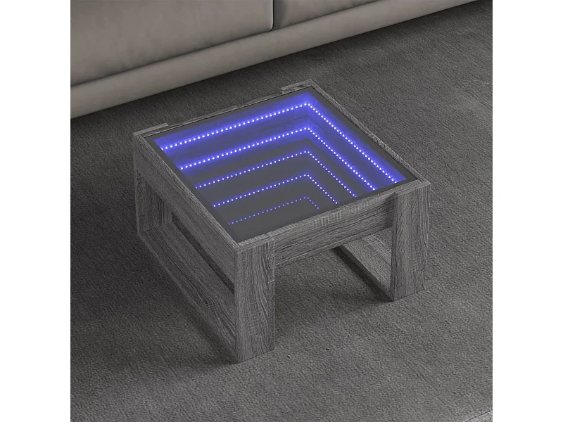 Mesa de centro con Infinity LED gris Sonoma 50x53x30 cm