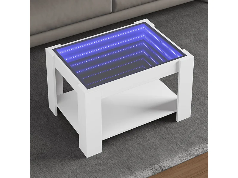 Table basse avec LED blanc 73x53x45 cm bois d'ingénierie