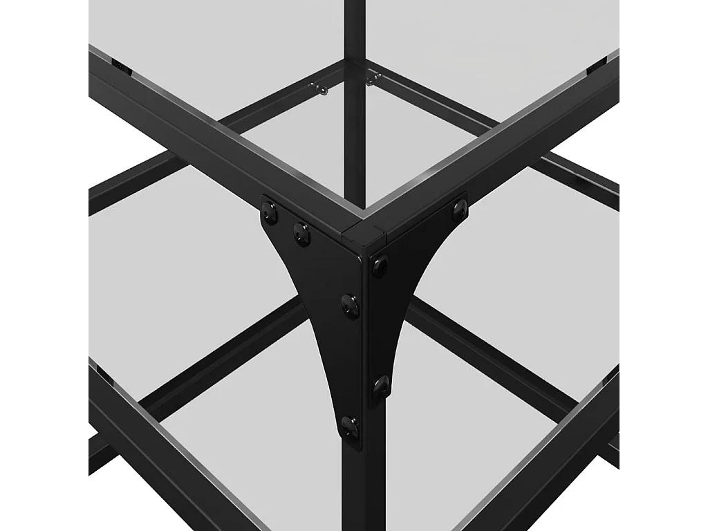 Table basse avec dessus en verre transparent 40x40x45 cm acier