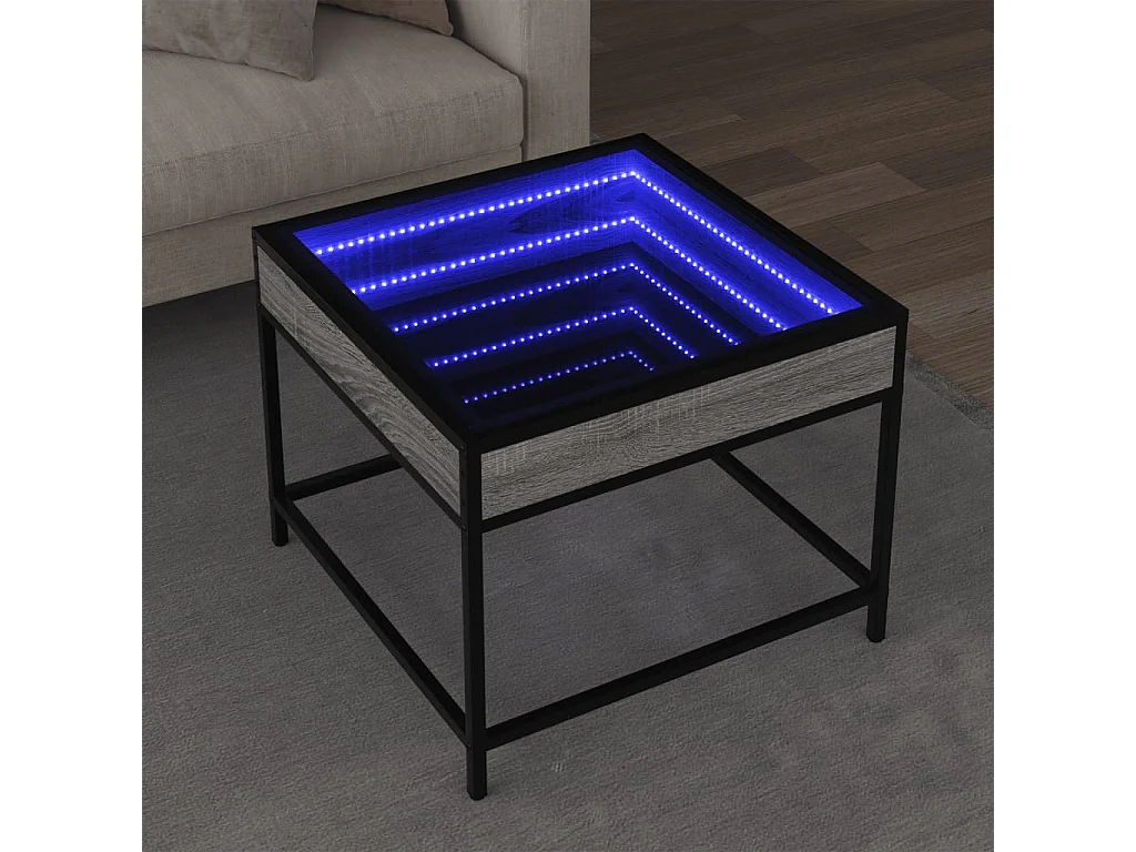 Table basse avec LED Infinity sonoma gris 50x50x41 cm