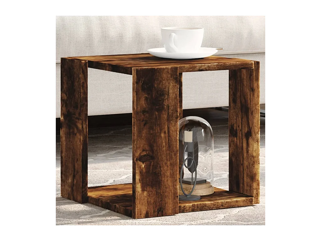 Table basse chêne fumé 32x32x30 cm bois d'ingénierie