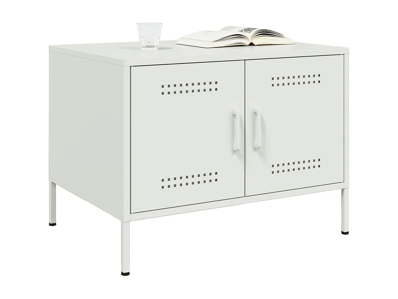 Mesa de centro 68x50x50,5 cm aço laminado a frio branco