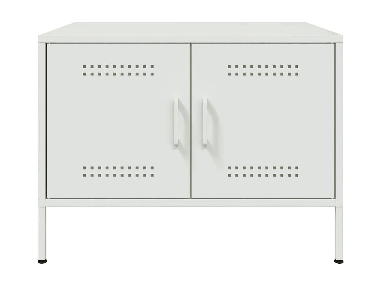 Table basse blanc 68x50x50,5 cm acier laminé à froid