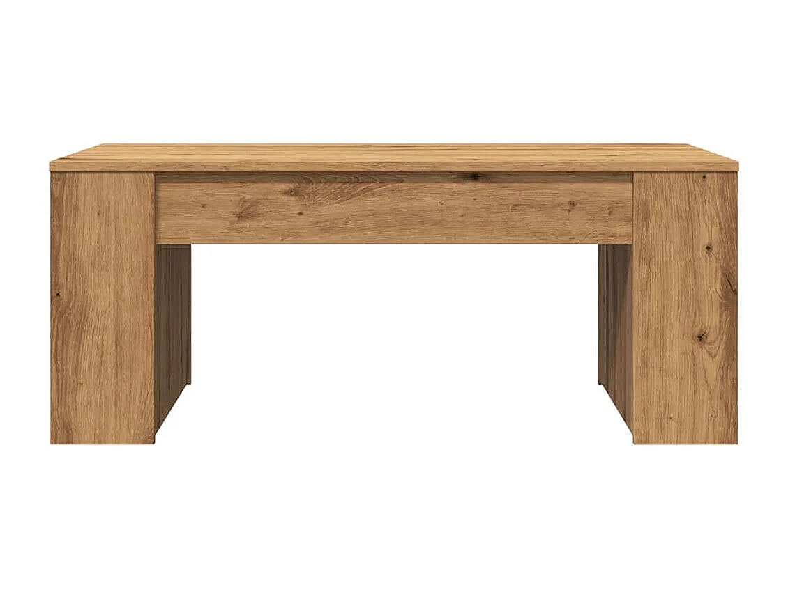 Table basse chêne artisanal 102x55x42 cm bois d'ingénierie