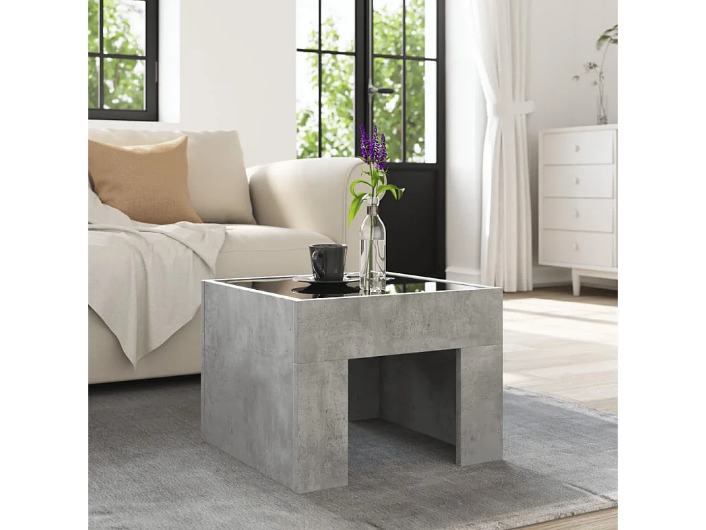 Table basse avec LED infini gris béton 40x40x30 cm
