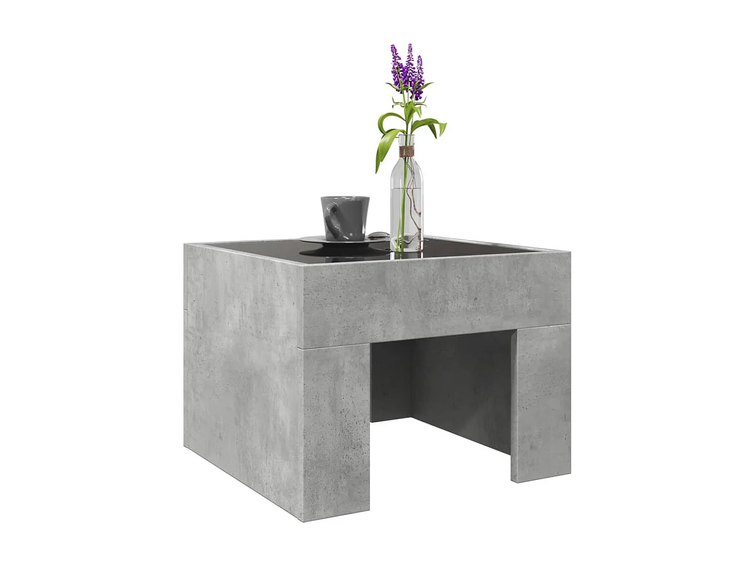 Table basse avec LED infini gris béton 40x40x30 cm