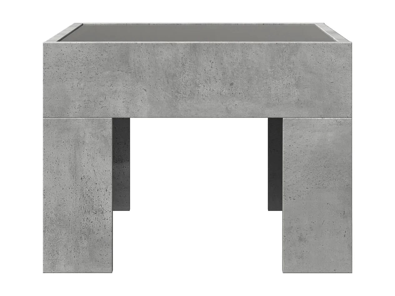Table basse avec LED infini gris béton 40x40x30 cm