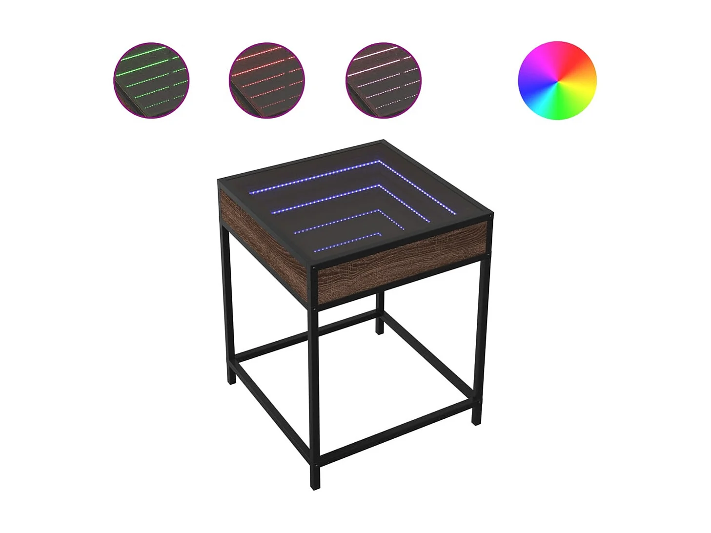 Table basse avec LED Infinity chêne marron 40x40x51 cm