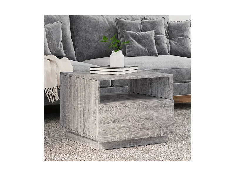 Table basse avec lumières LED sonoma gris 50x49x40 cm