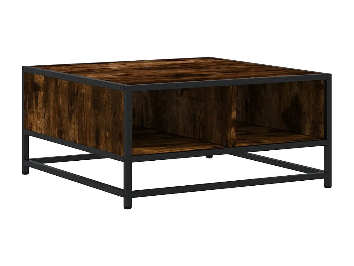 Table basse chêne fumé 60,5x60,5x30 cm bois d'ingénierie/métal