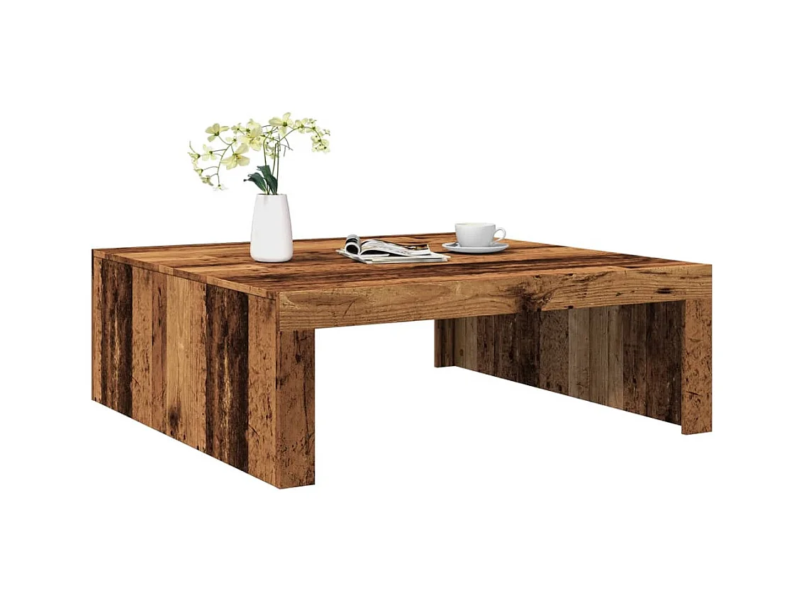 Table basse vieux bois 100x100x35 cm bois d'ingénierie