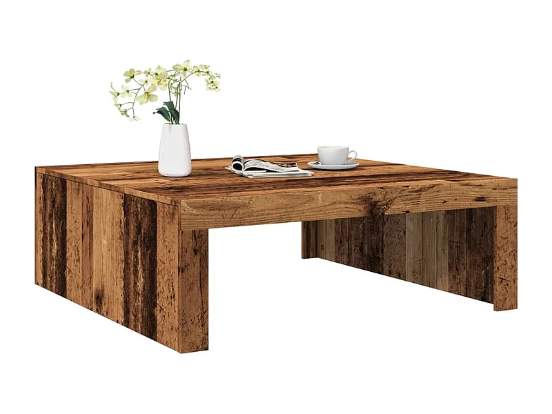 Table basse vieux bois 100x100x35 cm bois d'ingénierie