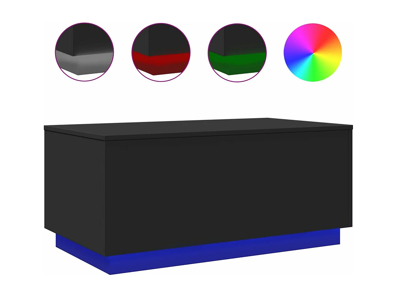 Salontafel met LED-verlichting 90x50x40 cm zwart