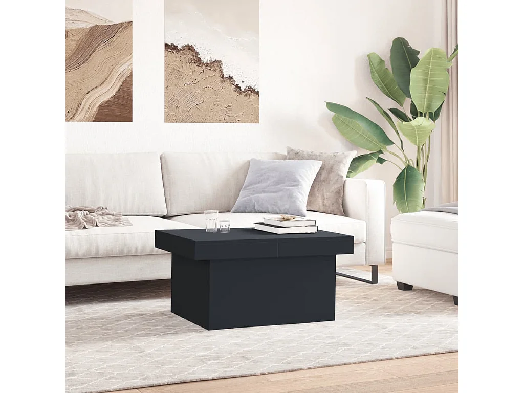 Table basse noir 100x55x40 cm bois d'ingénierie
