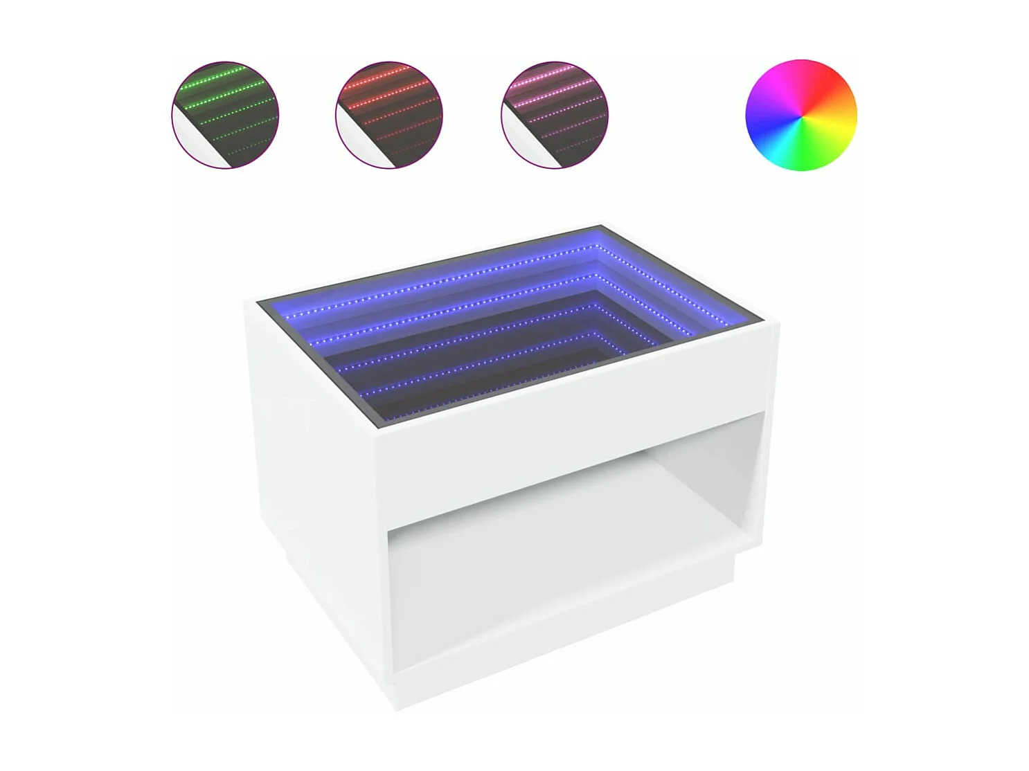 Table basse avec LED infini blanc 70x50x50 cm