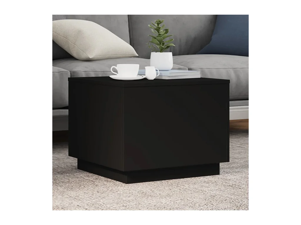 Table basse avec lumières LED noir 50x50x40 cm