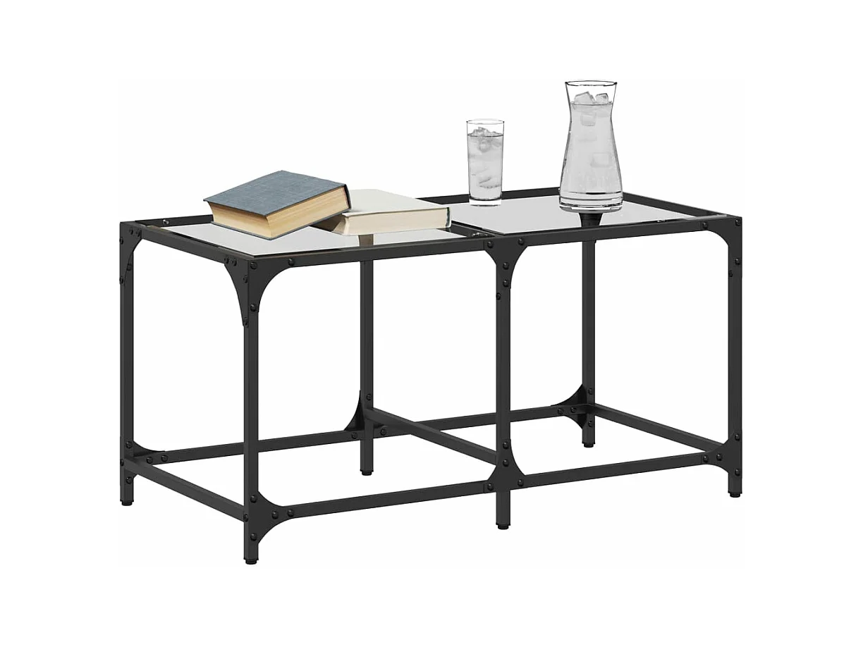 Table basse avec dessus en verre transparent 78,5x40x40cm acier
