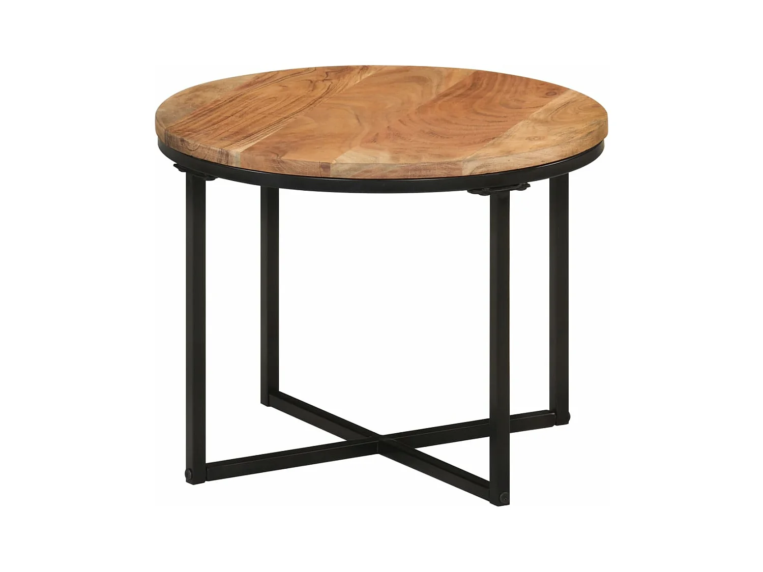 Table basse 45x45x35 cm bois massif acacia et fer