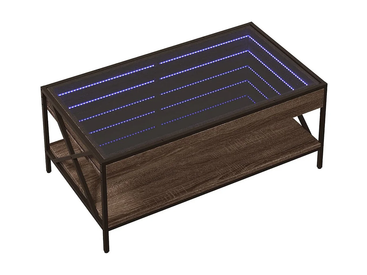 Table basse avec LED Infinity chêne marron 90x50x38 cm