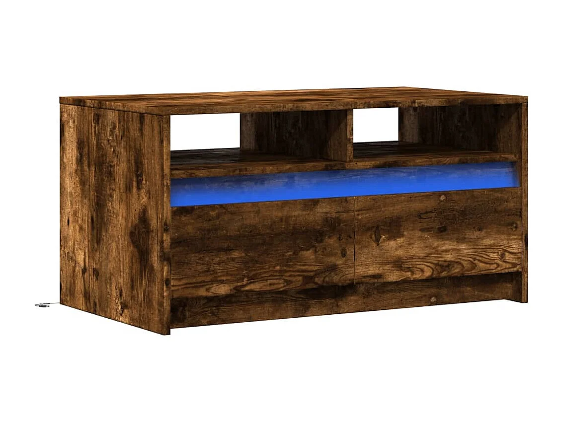Table basse avec lumières LED chêne fumé ois d'ingénierie