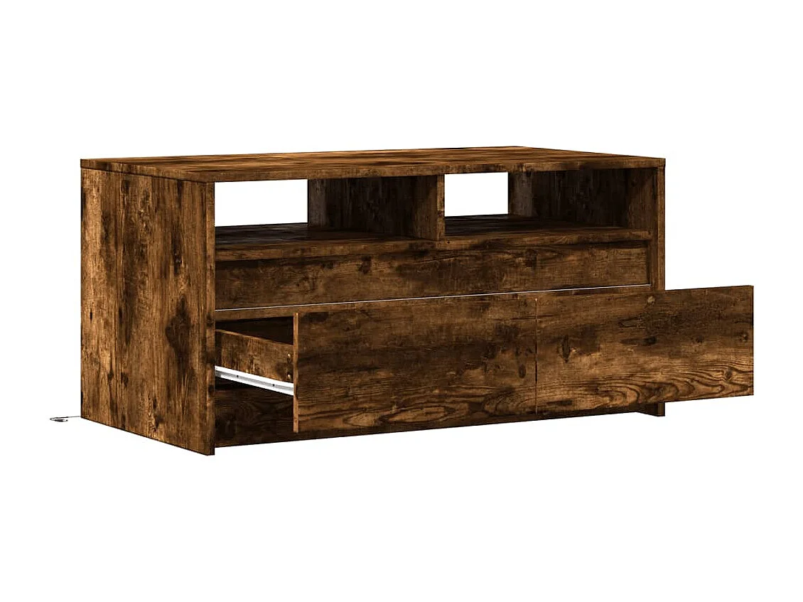 Table basse avec lumières LED chêne fumé ois d'ingénierie