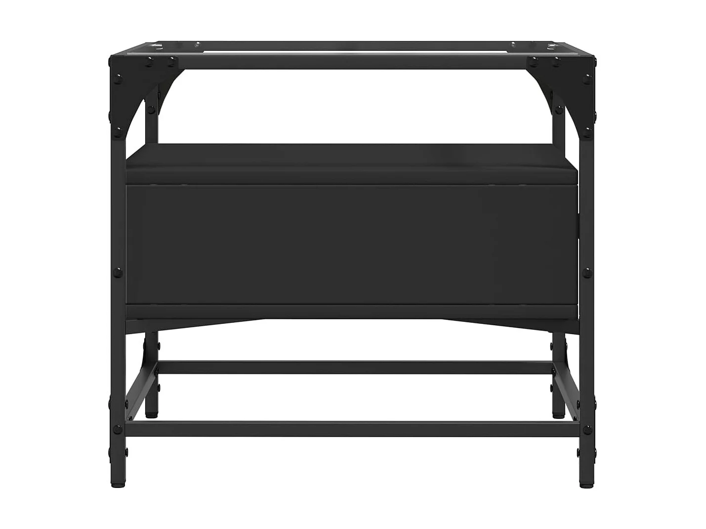 Table basse avec dessus en verre noir 50x50x45 cm acier