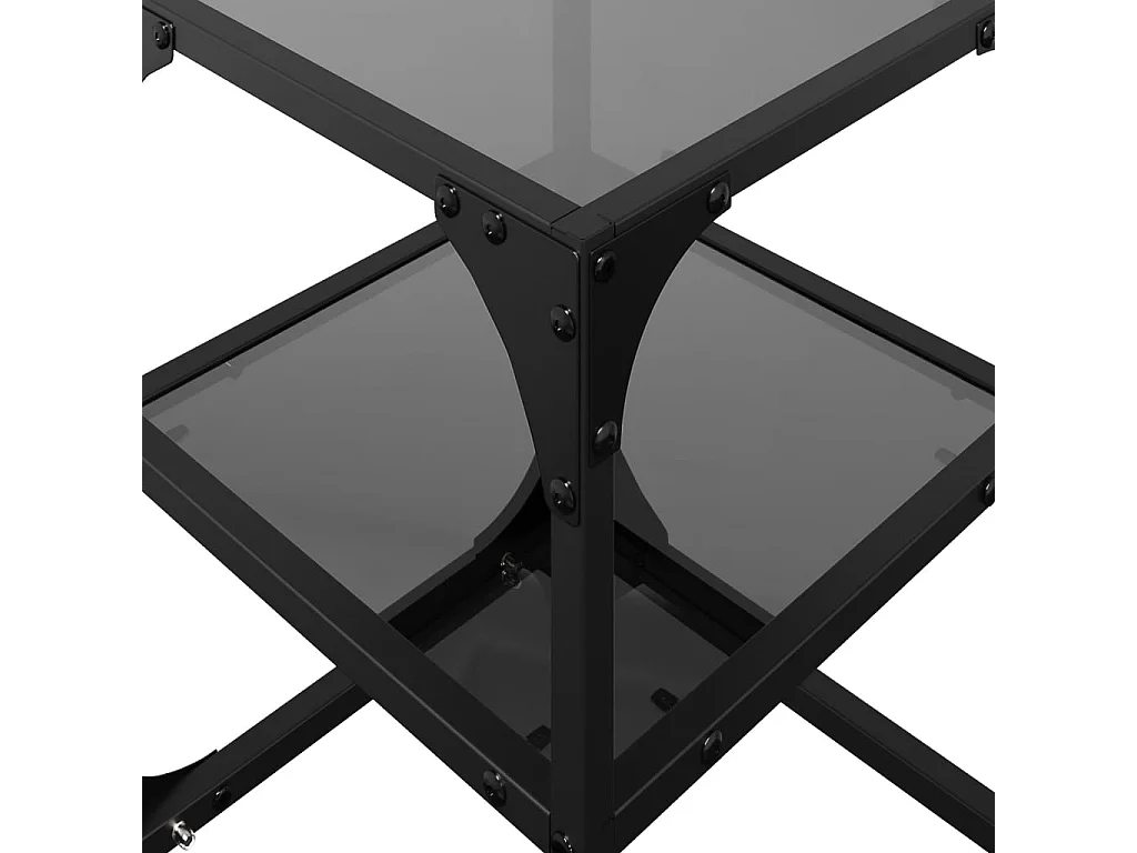 Tables basses avec dessus en verre noir 2 pièces 30x30x45 cm acier
