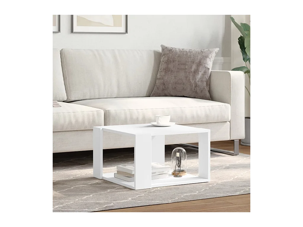 Table basse blanc 51,5x51,5x30 cm bois d'ingénierie