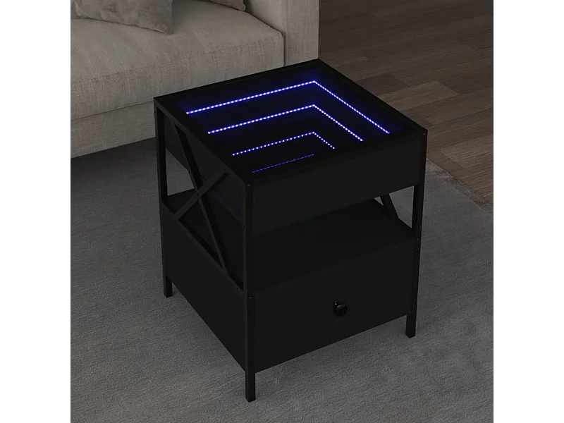 Mesa de centro com luzes LED Infinity 40x40x51 cm preto