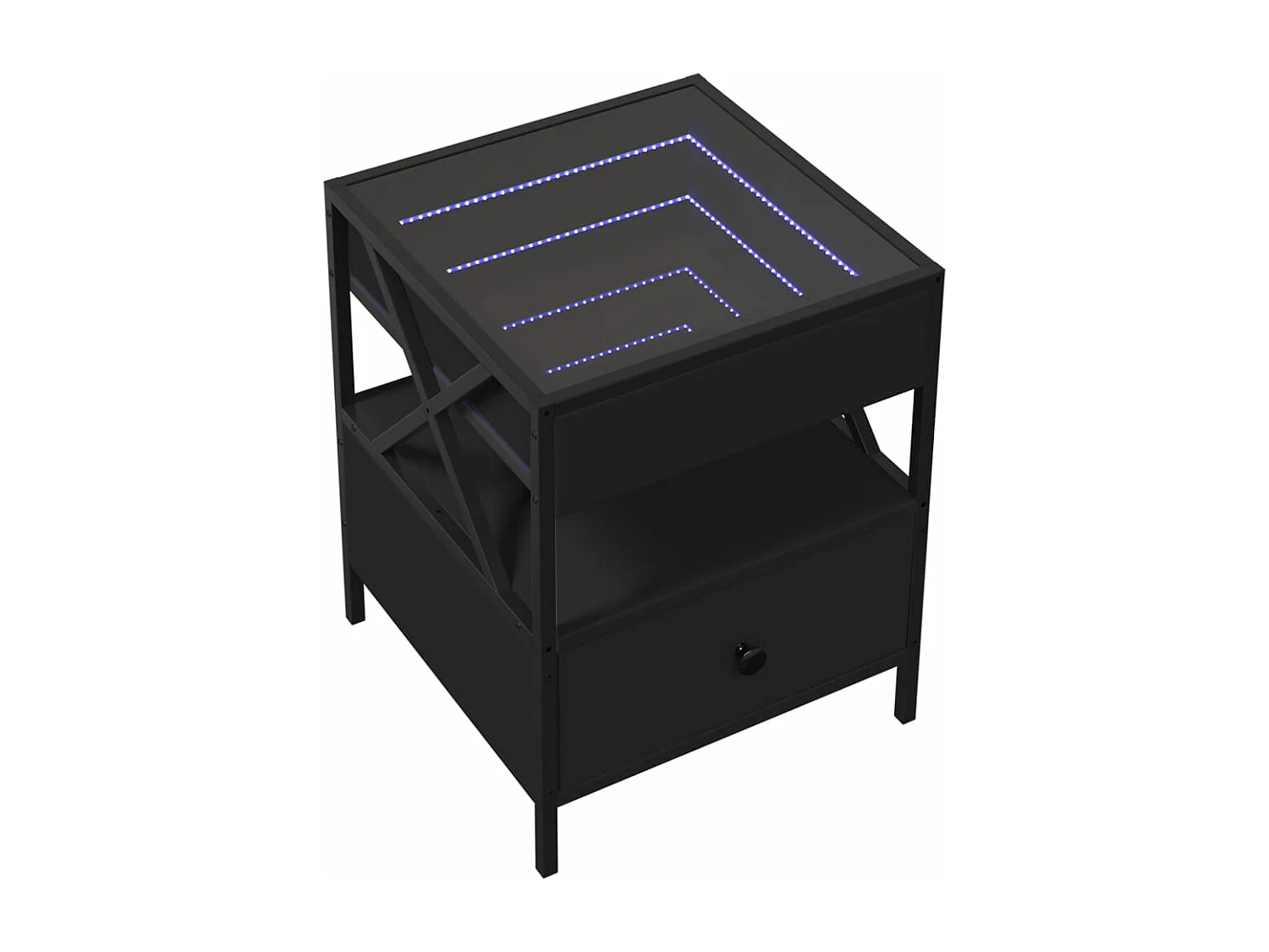 Table basse avec LED Infinity noir 40x40x51 cm