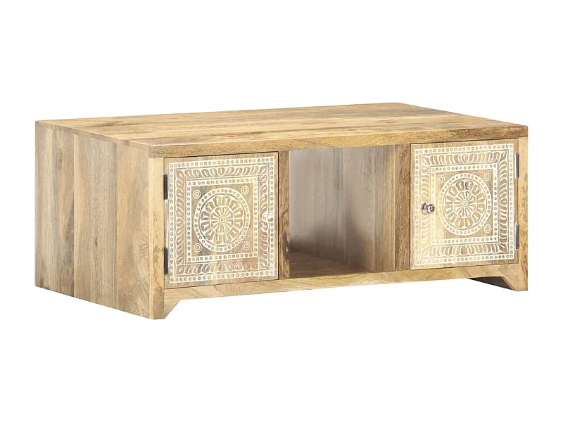 Mesa de centro de madera maciza de mango 90x50x35 cm
