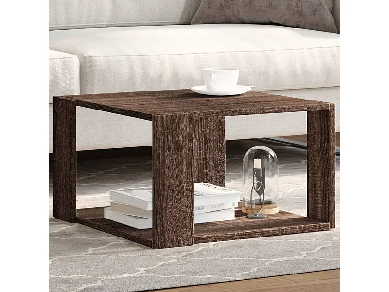 Table basse chêne marron 51,5x51,5x30 cm bois d'ingénierie