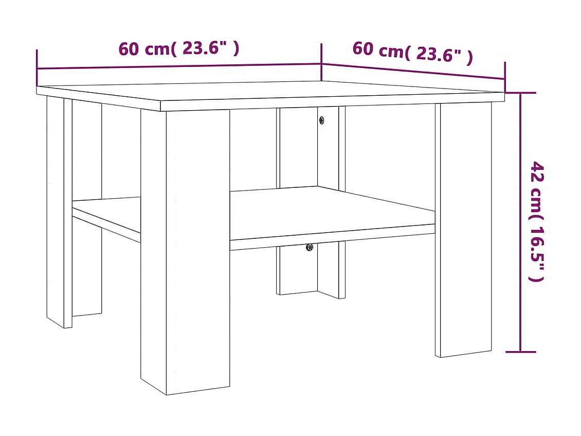 Table basse Sonoma gris 60x60x42 cm Bois d'ingénierie