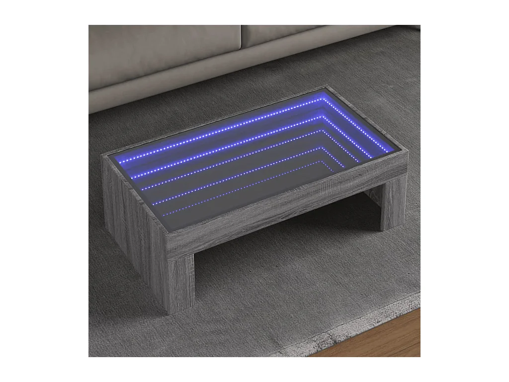 Table basse avec LED infini sonoma gris 90x50x30 cm