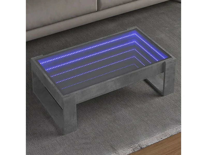 Mesa de centro con Infinity LED gris hormigón 90x53x30 cm