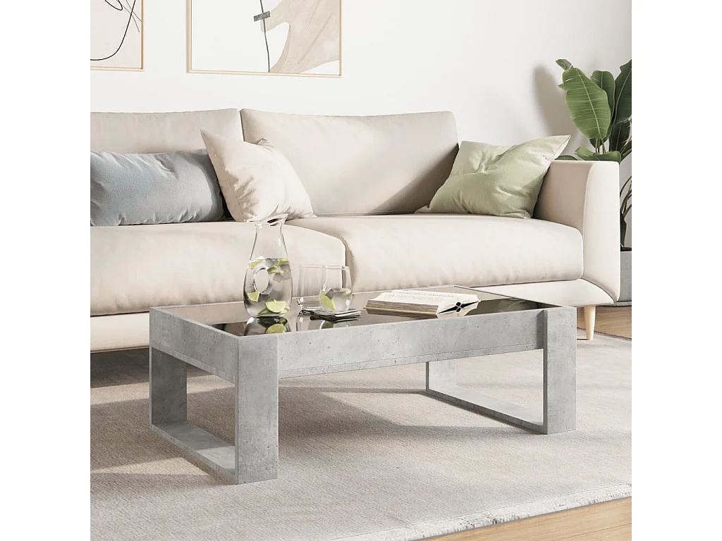 Table basse avec LED infini gris béton 90x53x30 cm