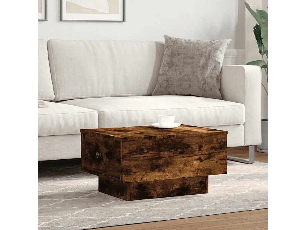 Salontafel 60x45x31 cm bewerkt hout gerookt eikenkleurig