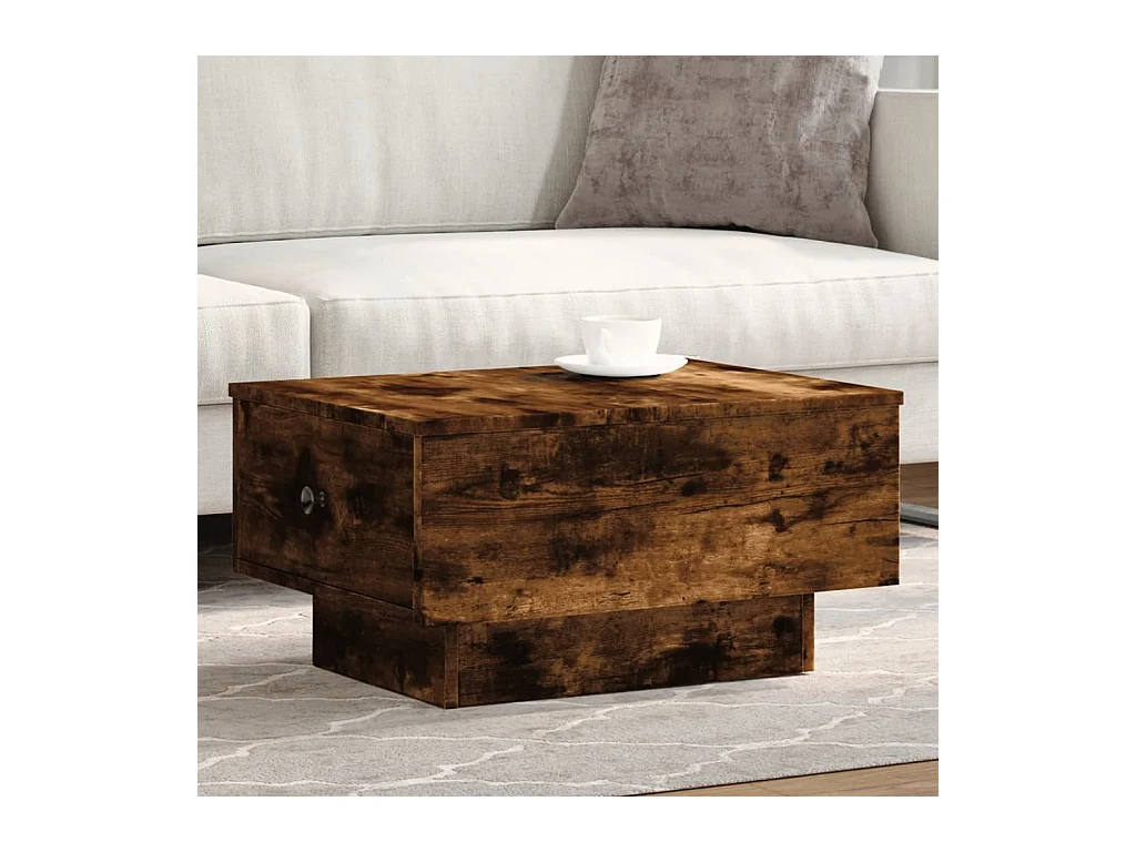 Table basse chêne fumé 60x45x31 cm bois d'ingénierie