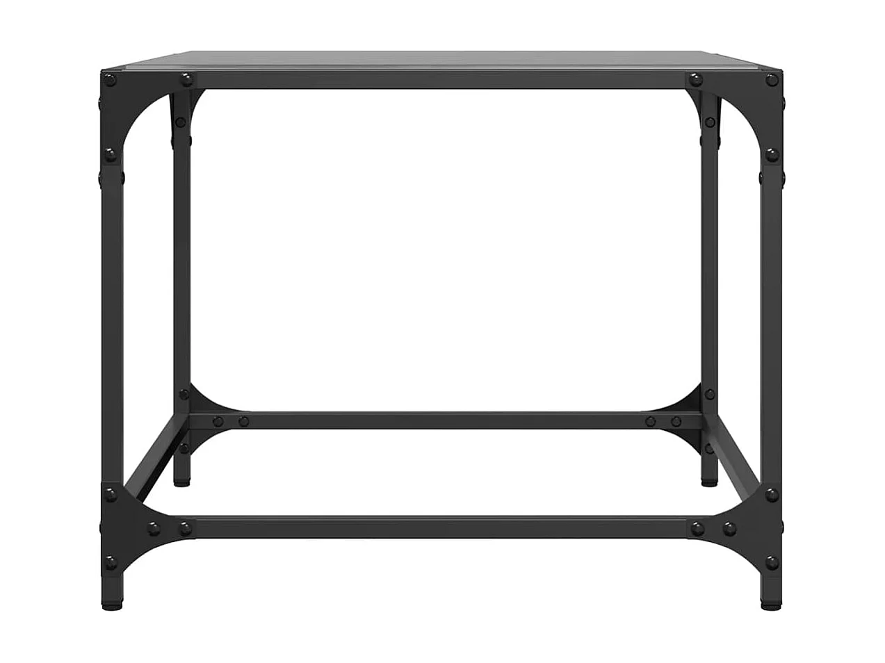 Salontafel met zwart glazen blad 50x50x40 cm staal