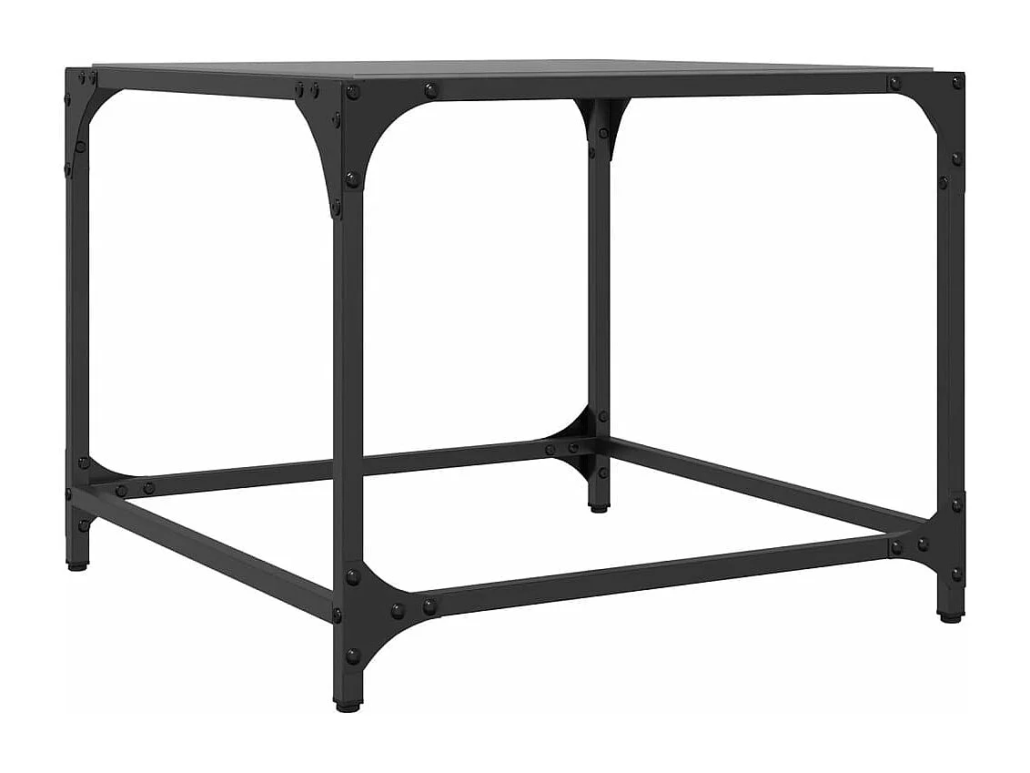 Table basse avec dessus en verre noir 50x50x40 cm acier