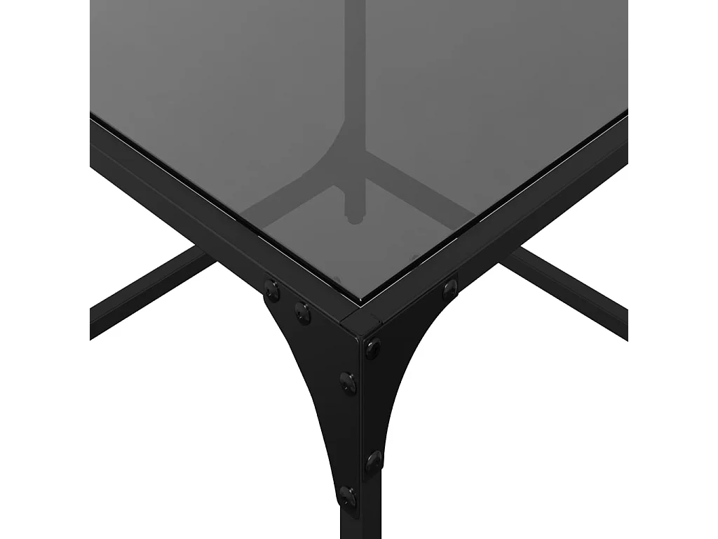 Table basse avec dessus en verre noir 50x50x40 cm acier