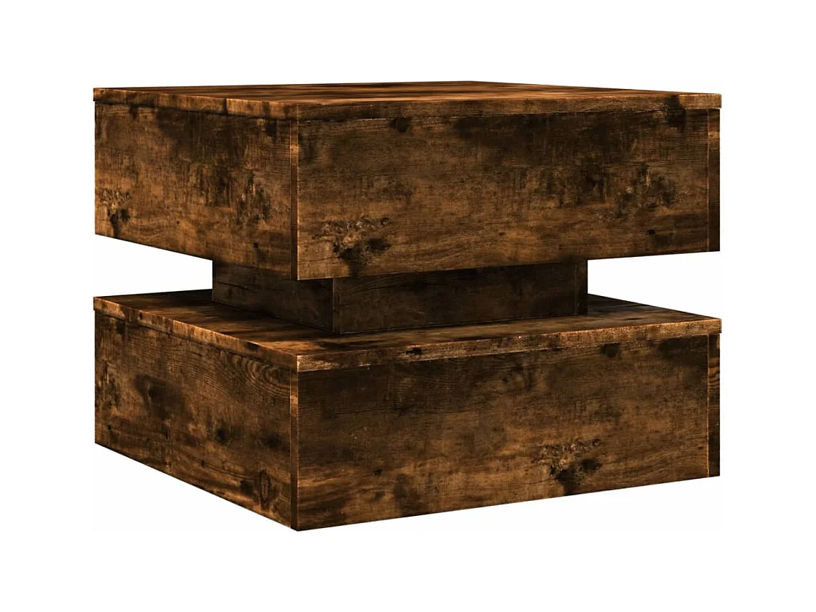 Table basse avec lumières LED chêne fumé 50x50x40 cm