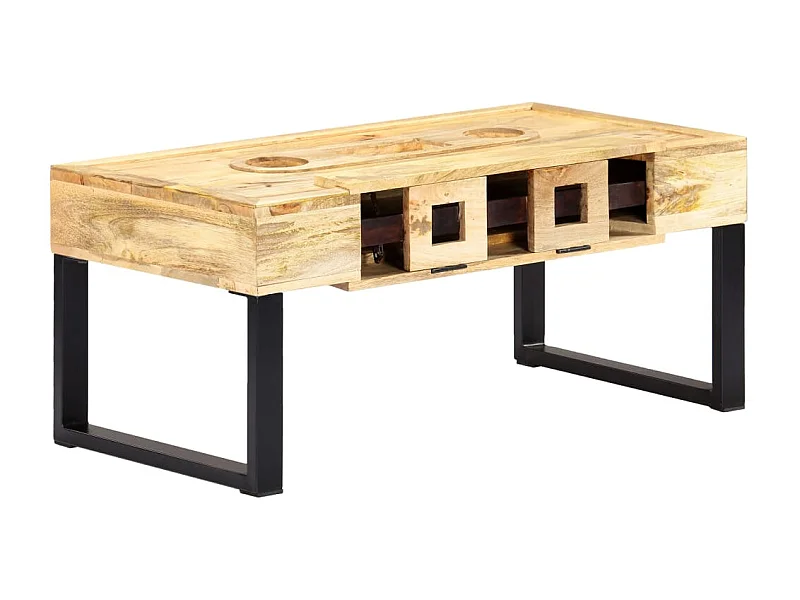 Mesa de centro estilo cassete 100x52x45 cm mangueira maciça