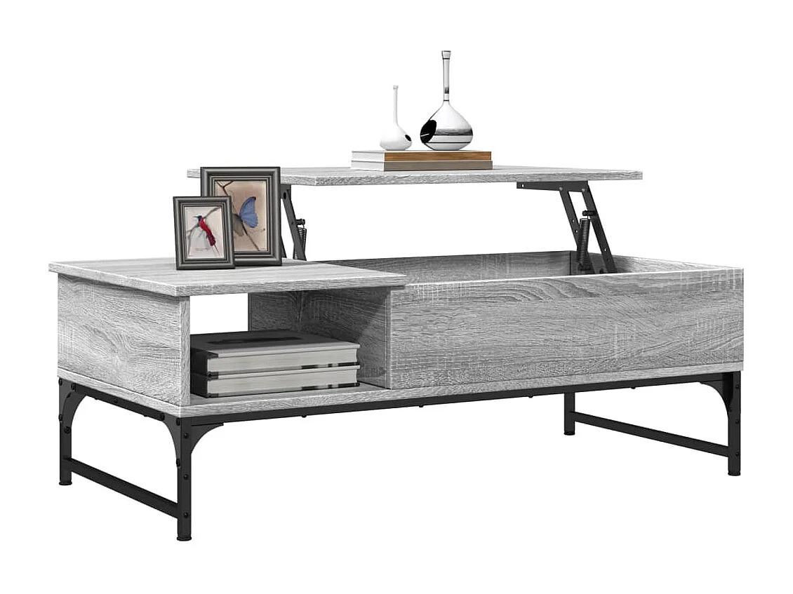 Table basse sonoma gris 100x50x35 cm bois d'ingénierie et métal