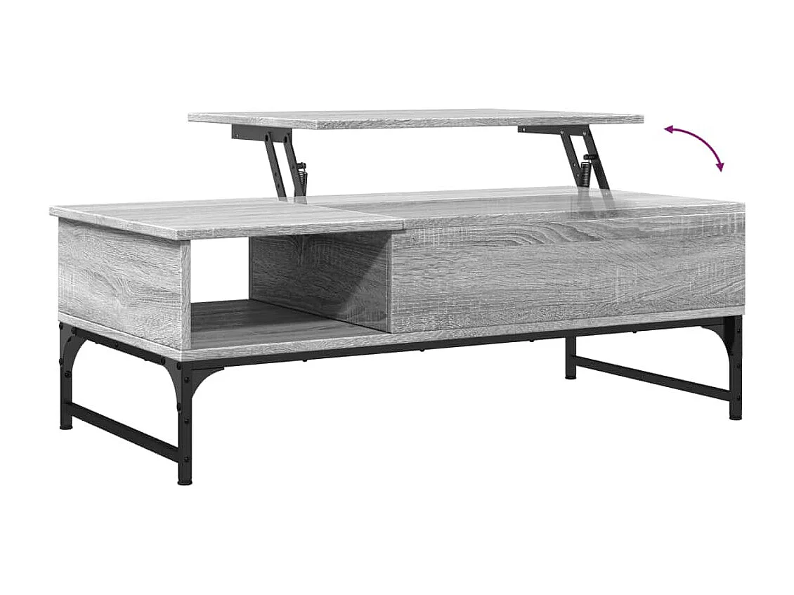 Table basse sonoma gris 100x50x35 cm bois d'ingénierie et métal