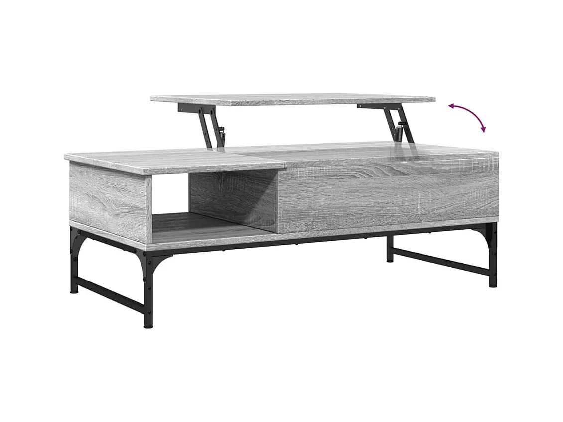 Table basse sonoma gris 100x50x35 cm bois d'ingénierie et métal